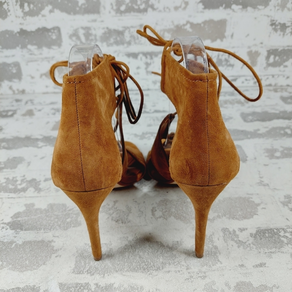 Zara Basic Collection Faux Suede Lace Up Heels F1030 - Picture 6 of 13